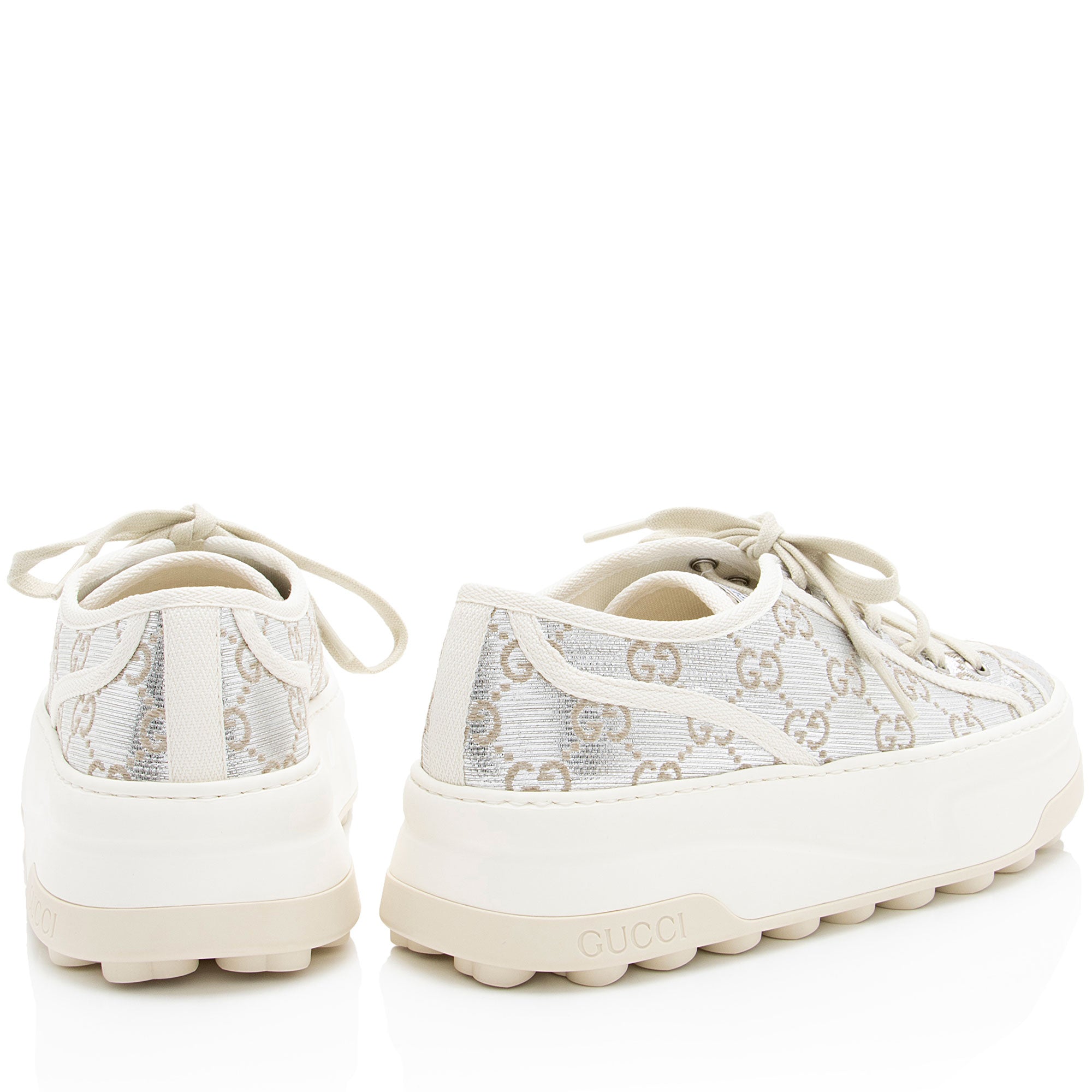 Gucci Metallic GG Canvas Tennis 1977 Platform Sneakers - Size 10 / 40