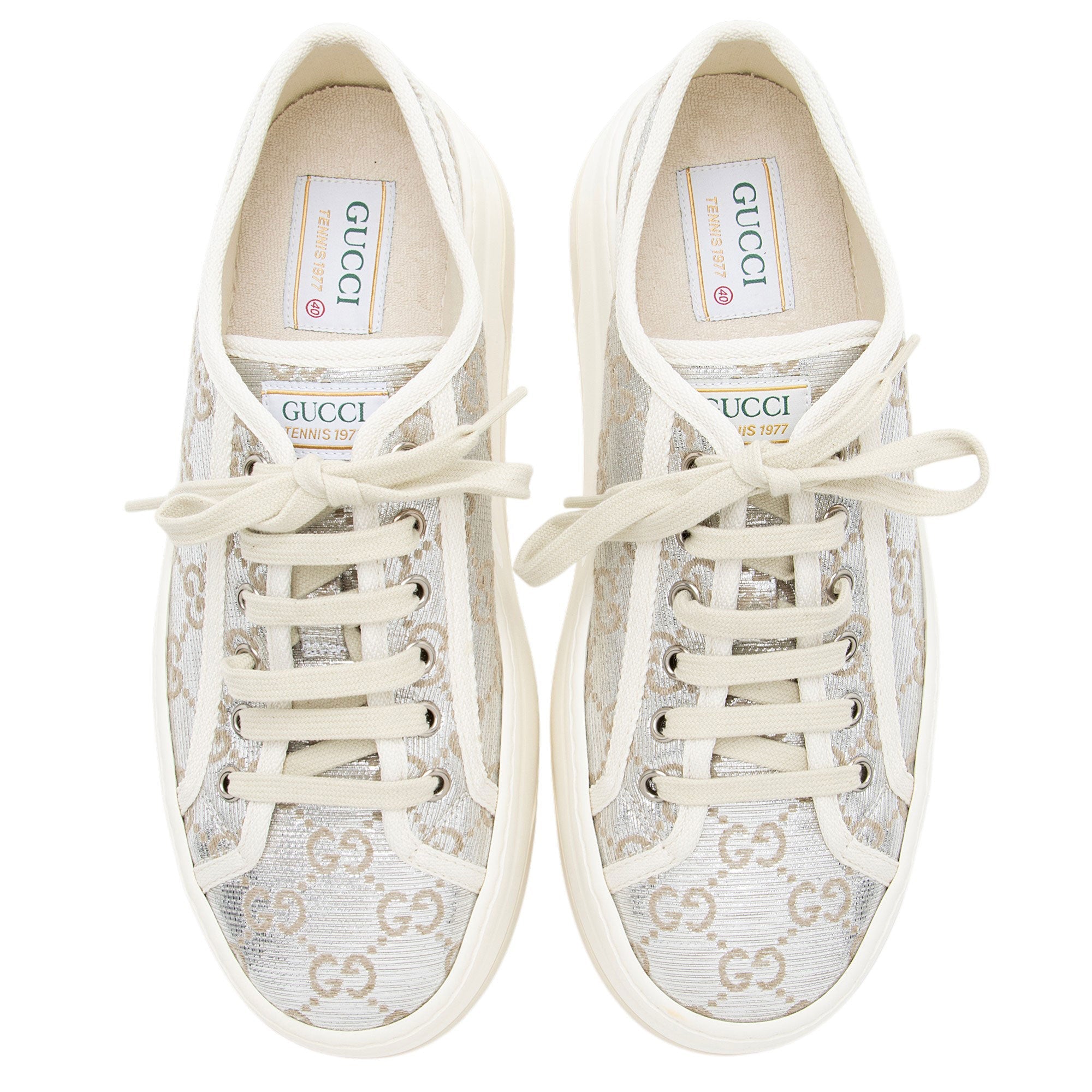 Gucci Metallic GG Canvas Tennis 1977 Platform Sneakers - Size 10 / 40
