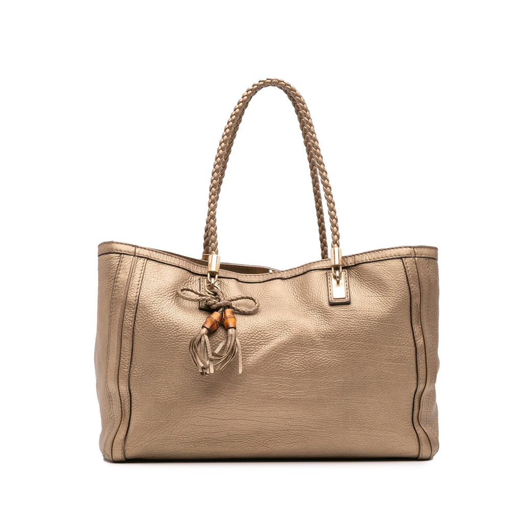 Gucci Metallic Grained Leather Bella Tote
