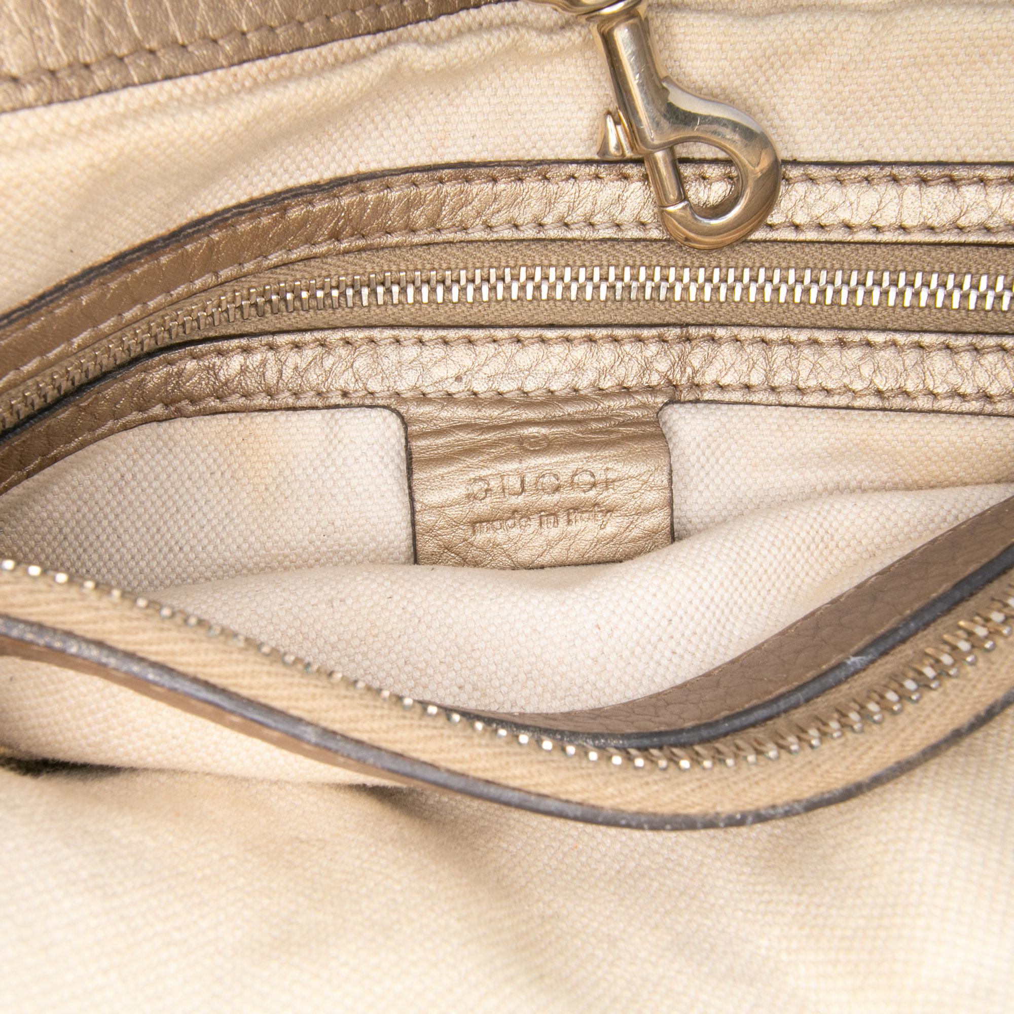 Gucci Metallic Grained Leather Bella Tote