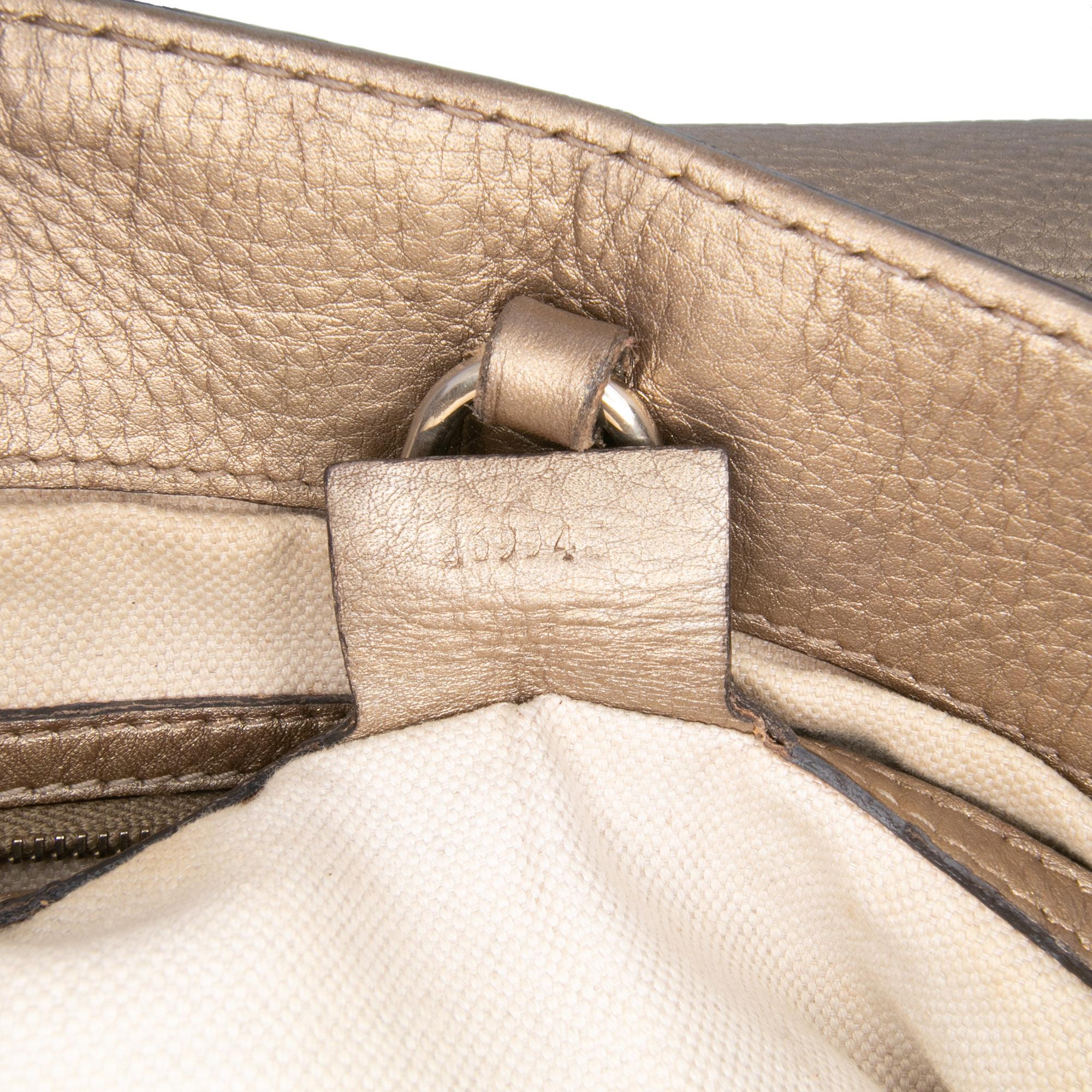 Gucci Metallic Grained Leather Bella Tote