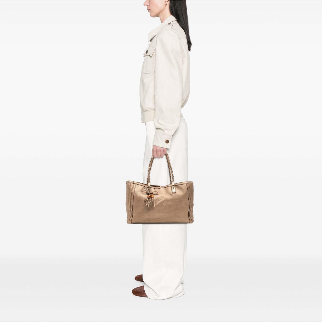 Gucci Metallic Grained Leather Bella Tote