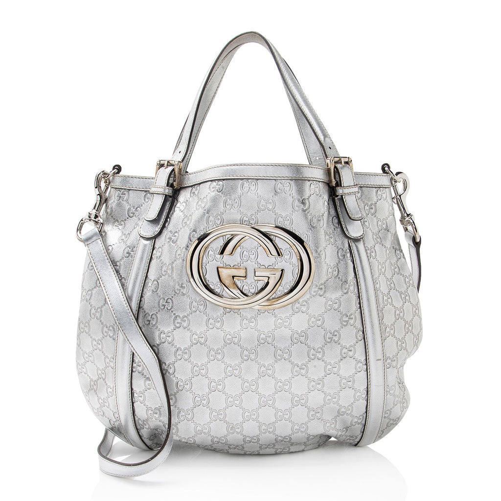 Gucci Metallic Guccissima Leather Britt Tote