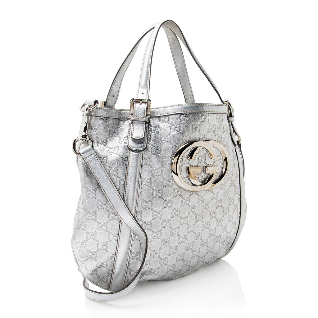 Gucci Metallic Guccissima Leather Britt Tote