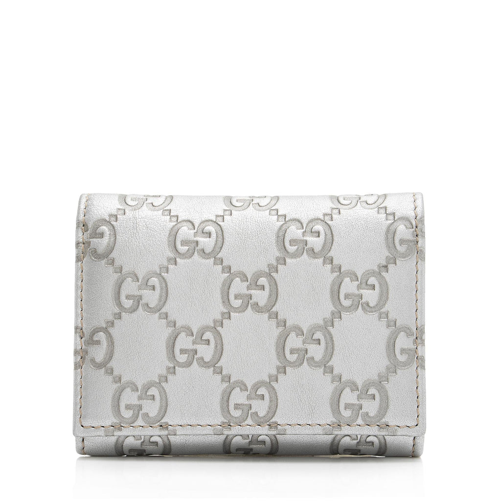 Gucci Metallic Guccissima Leather Card Case (SHF-euO3ug)