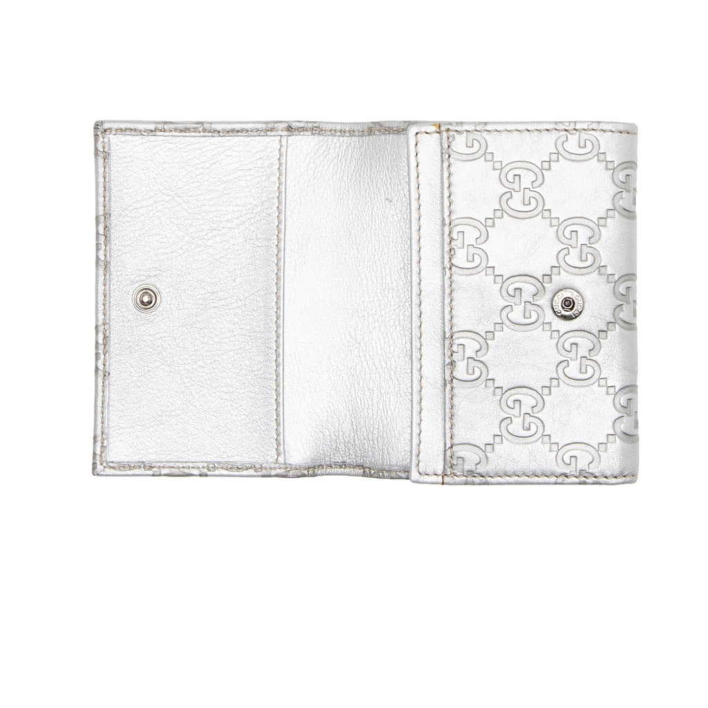 Gucci Metallic Guccissima Leather Card Case (SHF-euO3ug)