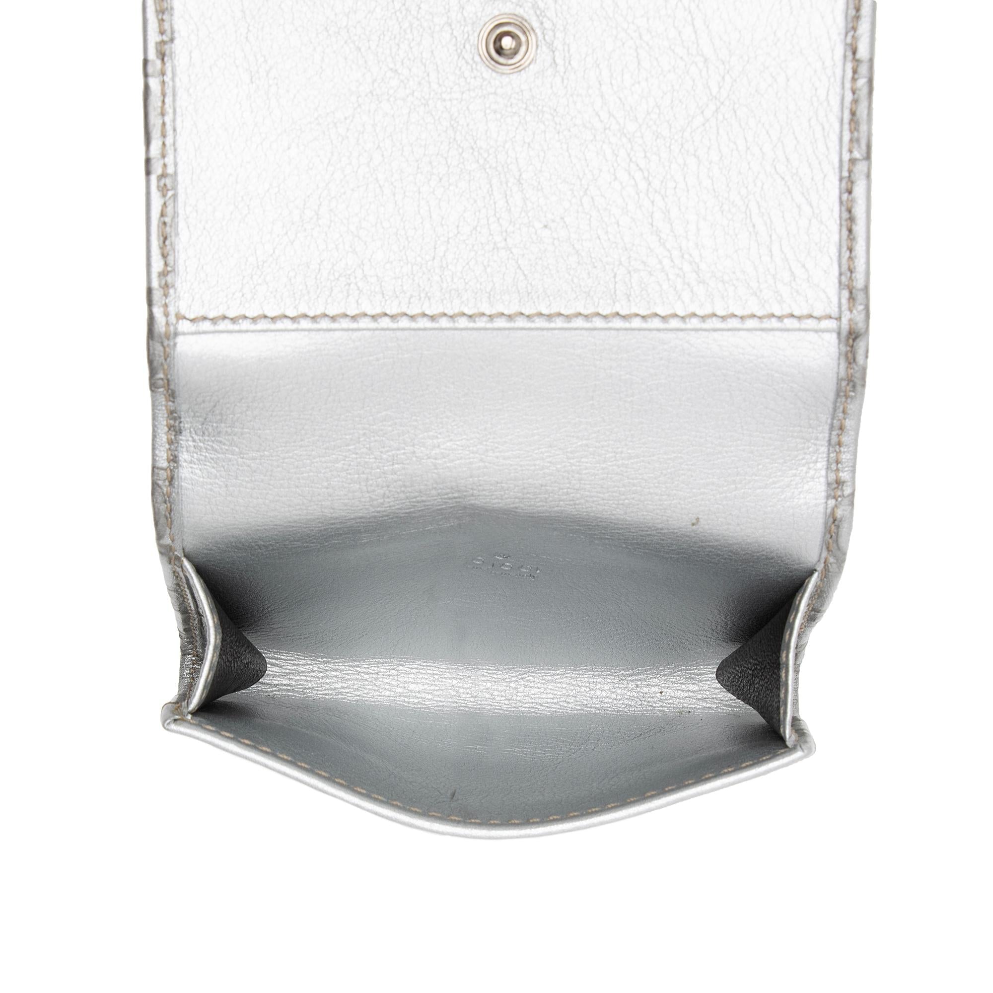 Gucci Metallic Guccissima Leather Card Case (SHF-euO3ug)