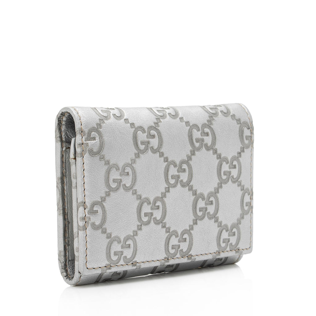 Gucci Metallic Guccissima Leather Card Case (SHF-euO3ug)