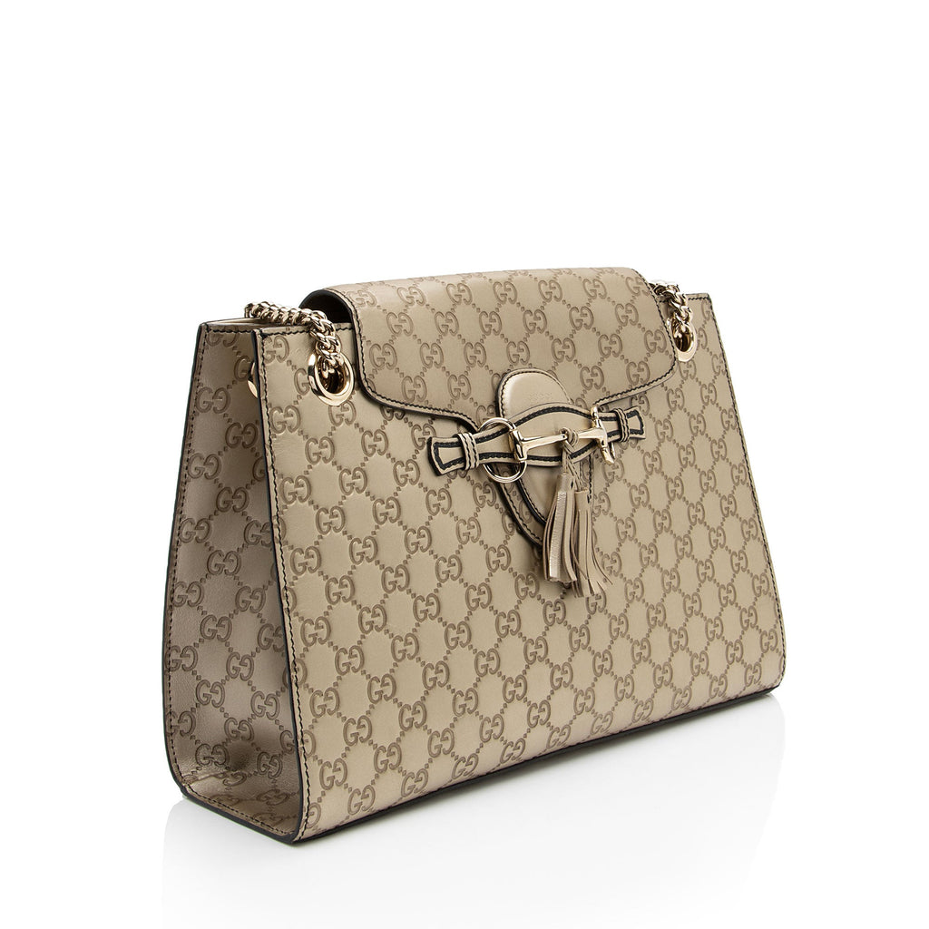 Gucci Metallic Guccissima Leather Emily Large Shoulder Bag (SHF-tKZxyz)