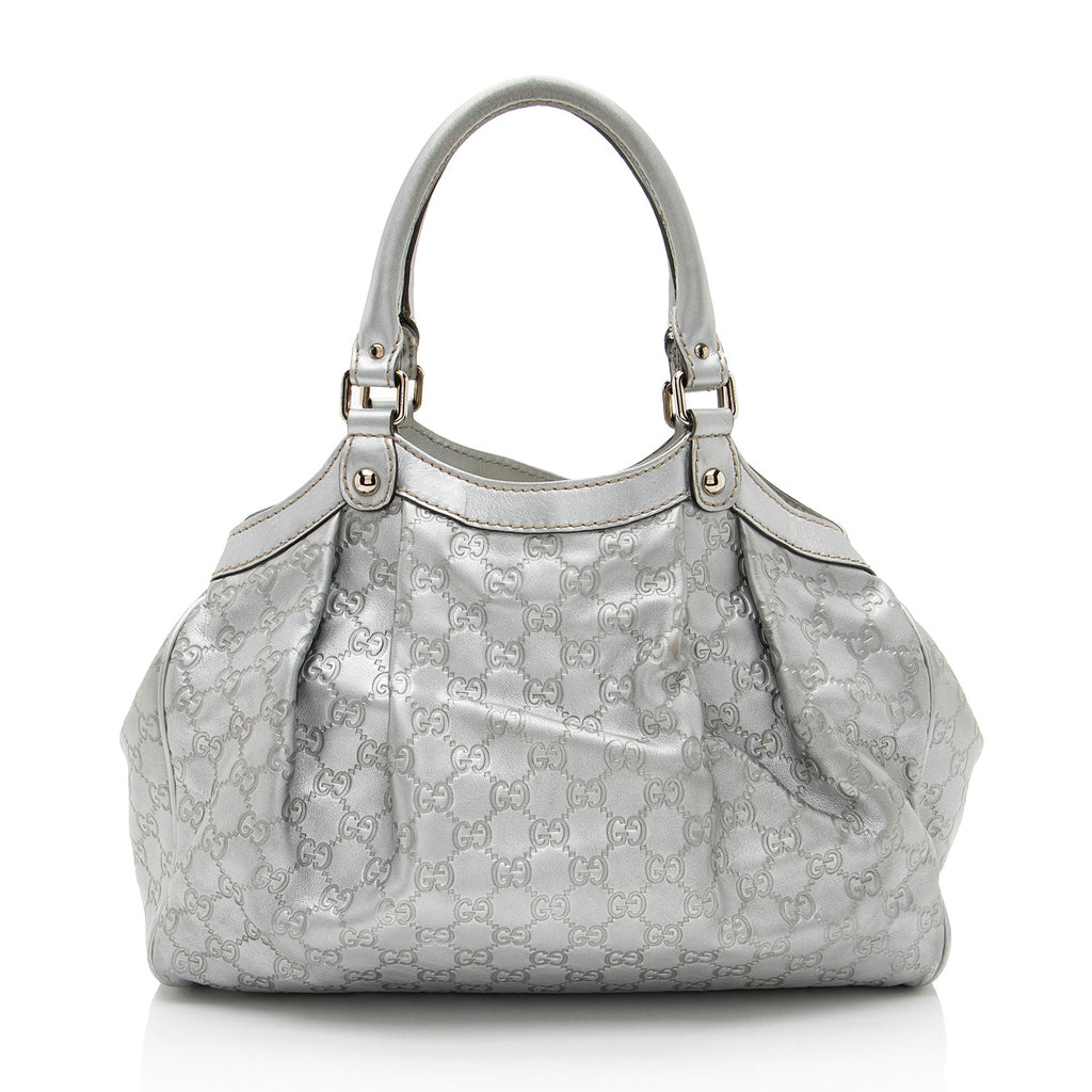 Gucci Metallic Guccissima Leather Sukey Medium Tote