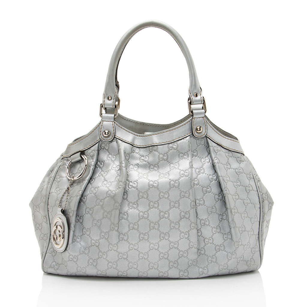 Gucci Metallic Guccissima Leather Sukey Medium Tote