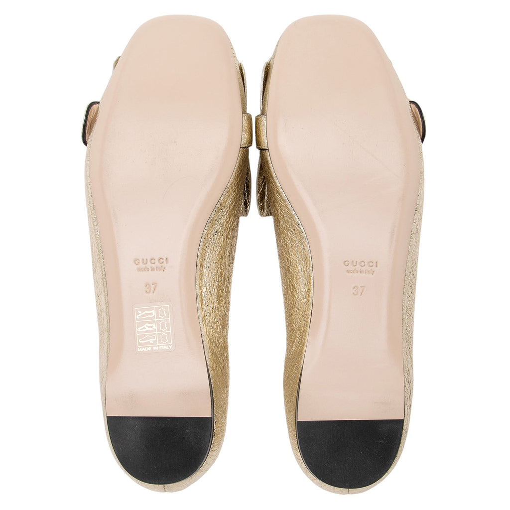 Gucci Metallic Laminate Calfskin GG Marmont Fringe Flats - Size 7 / 37 (SHF-kBjuo2)
