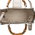 Gucci Metallic Leather Bamboo Mini Shopper Tote (SHF-16304)