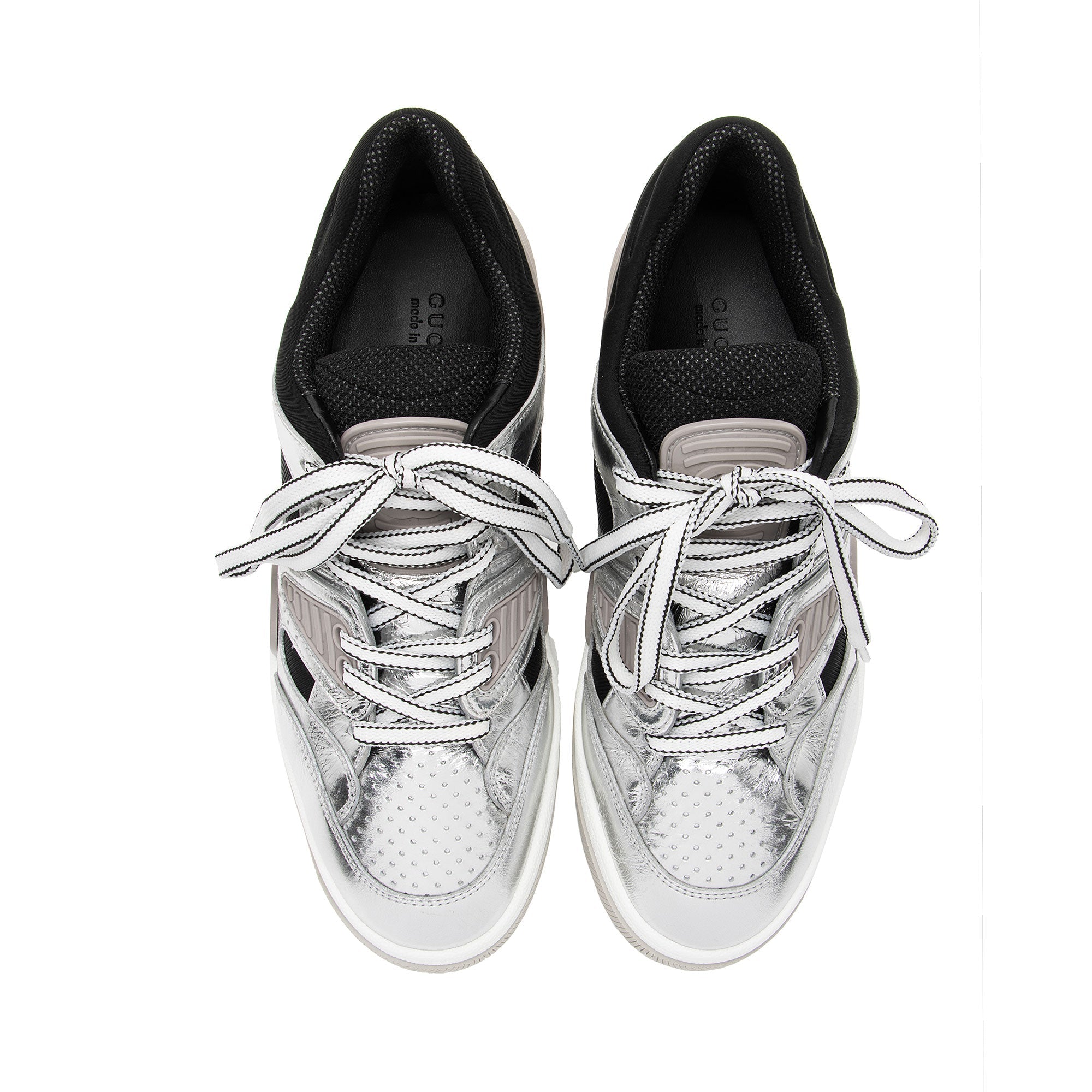 Gucci Metallic Leather Basket Sneakers - Size 9 / 39 (SHF-I0e3sE)