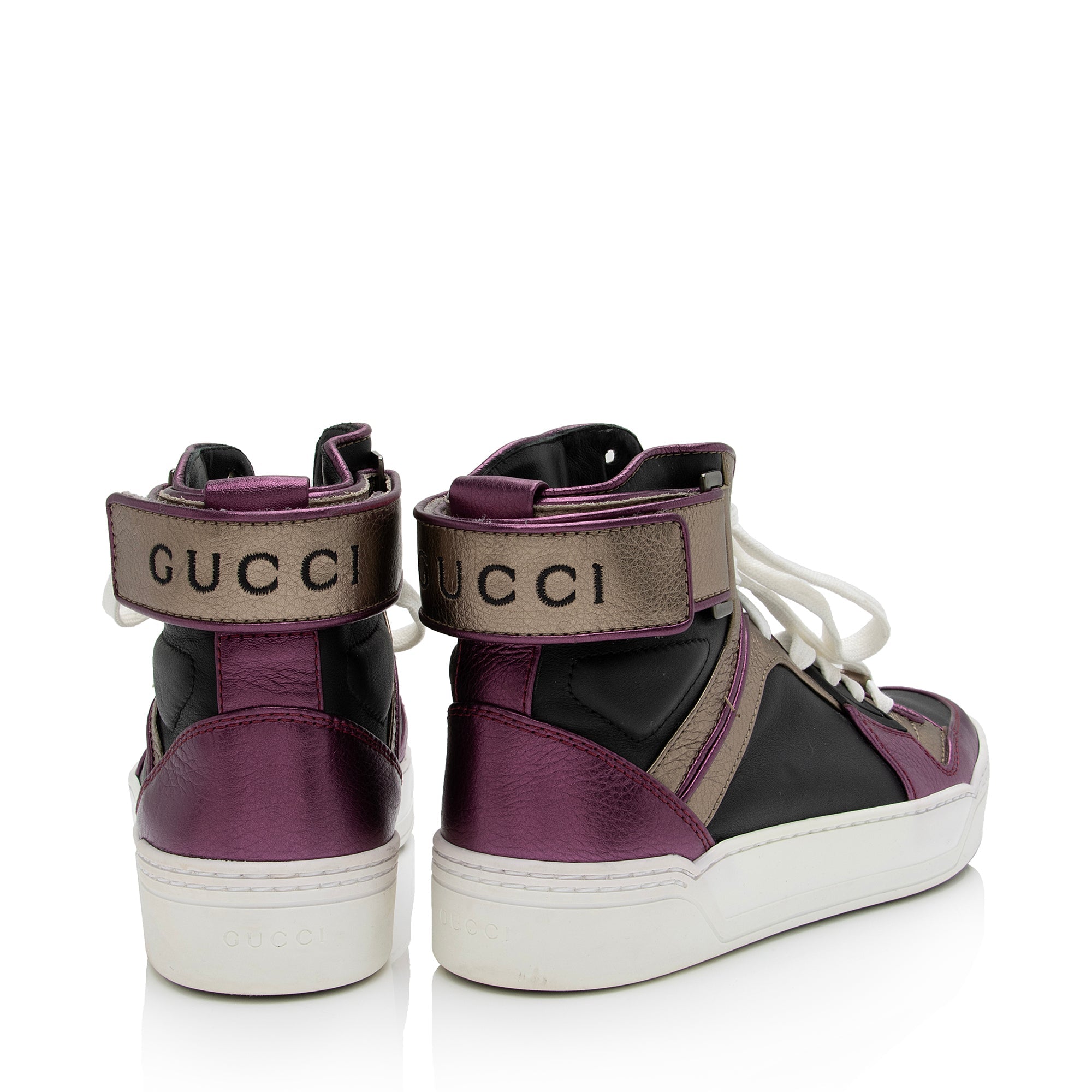 Gucci Metallic Leather Basketball High Top Sneakers - Size 6.5 / 36.5 (SHF-PH5TsW)