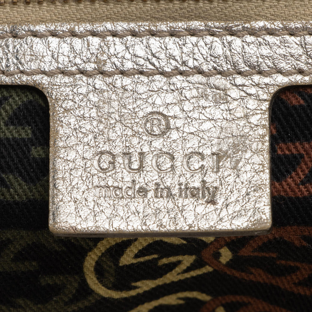 Gucci Metallic Leather Britt Medium Boston Bag (SHF-23530)