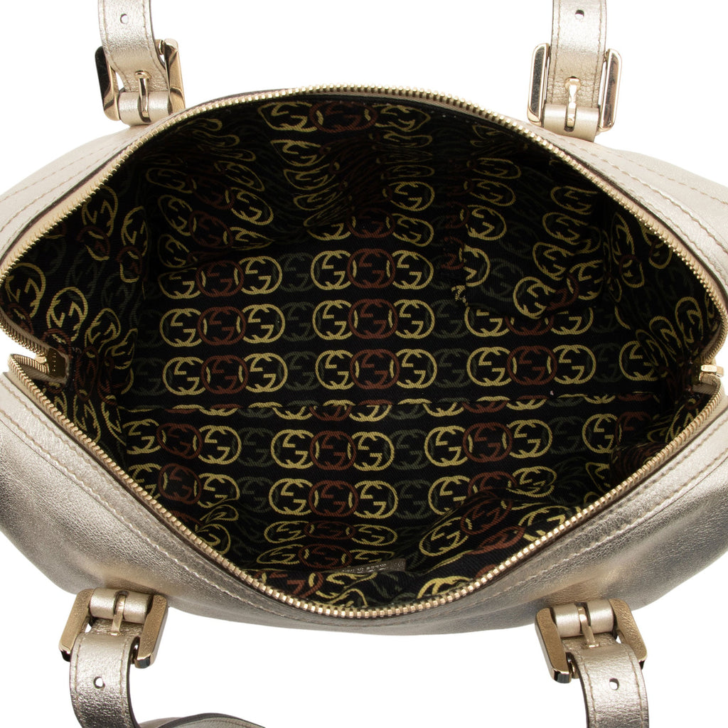 Gucci Metallic Leather Britt Small Boston Bag (SHF-YWrQAR)