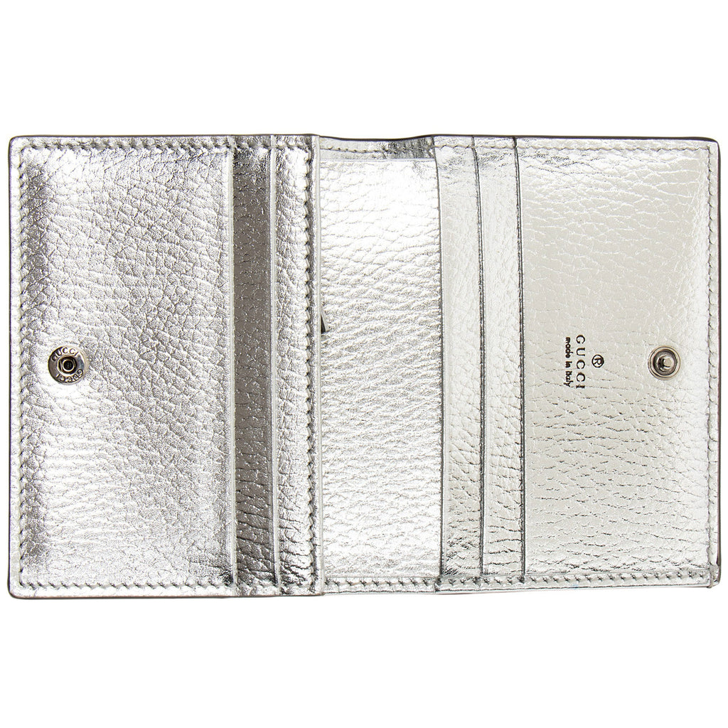 Gucci Metallic Leather GG Marmont Card Case