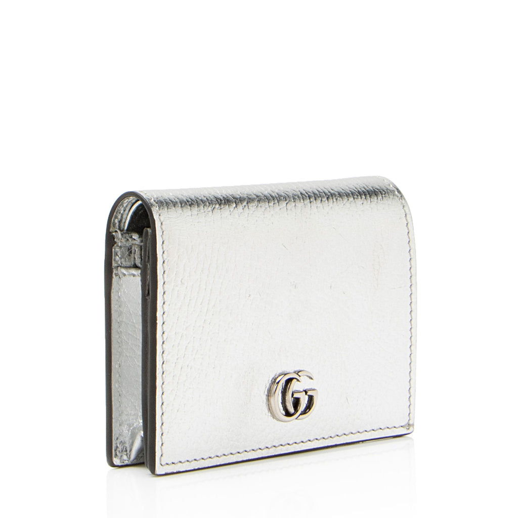 Gucci Metallic Leather GG Marmont Card Case