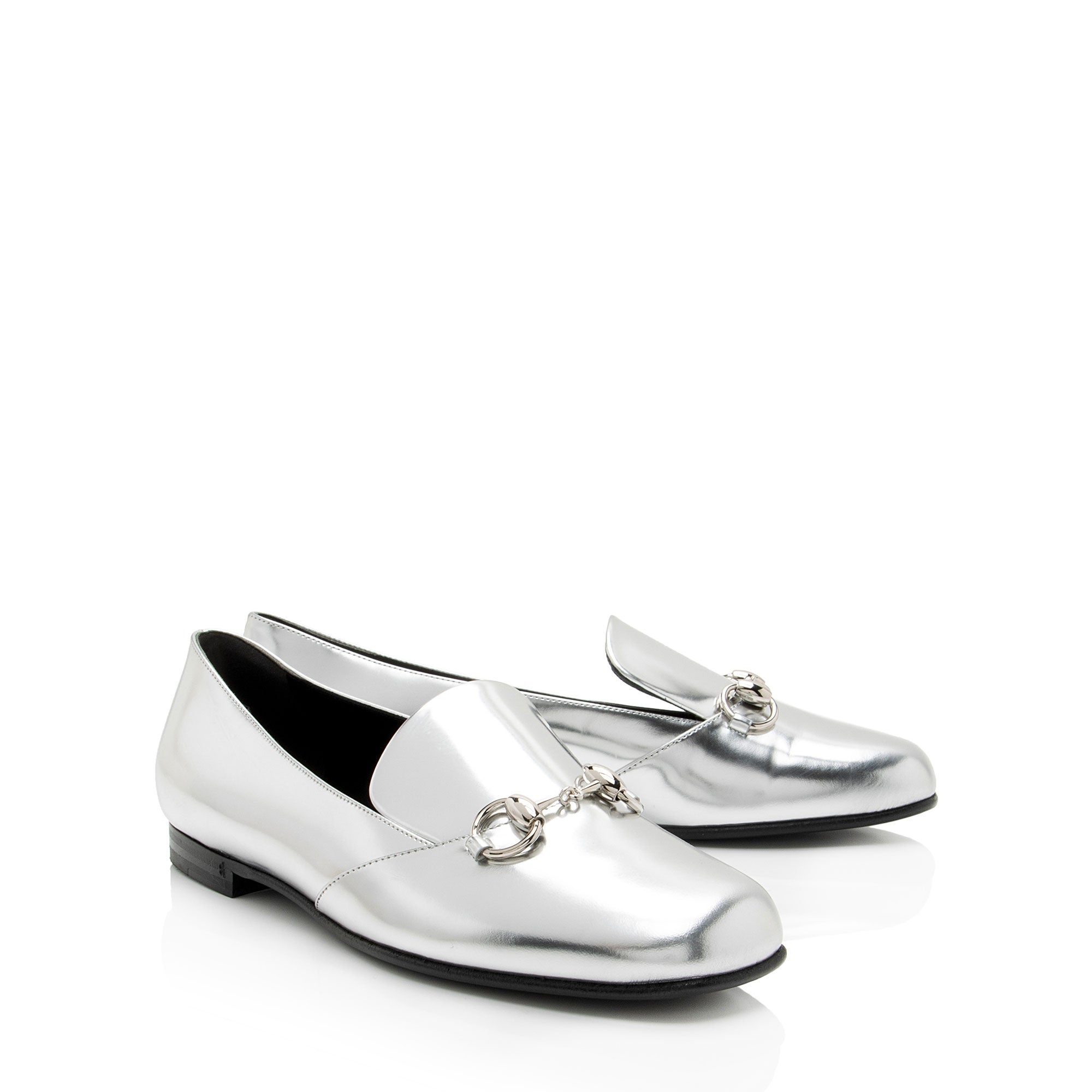 Gucci Metallic Leather Horsebit Loafers - Size 8 / 38 (SHF-N5mNFz)