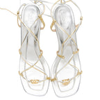 Gucci Metallic Leather Interlocking G Strappy 80 Sandals - Size 10 / 40