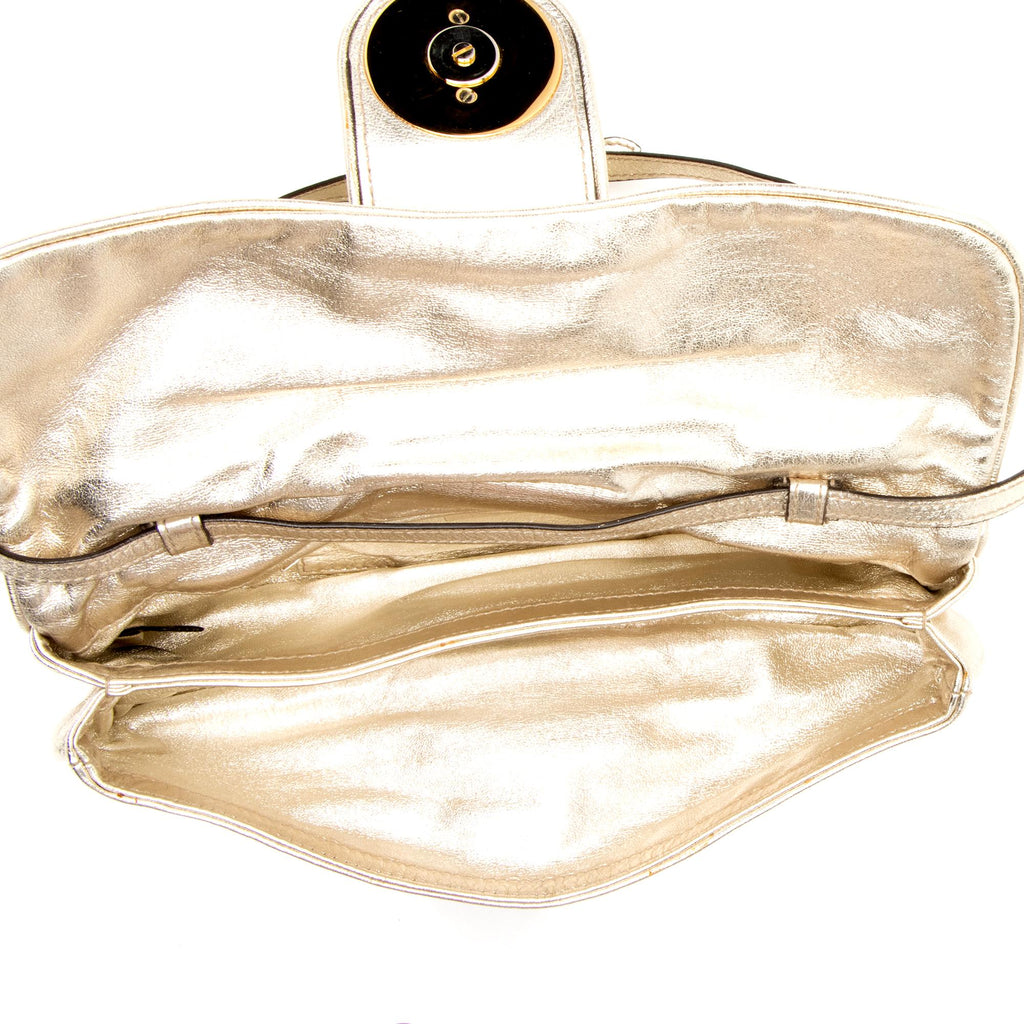 Gucci Metallic Leather Papillon Hysteria Clutch (SHF-23493)