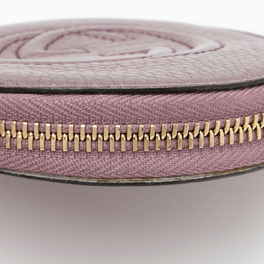Gucci Metallic Leather Soho Round Coin Purse (SHF-jTusV4)