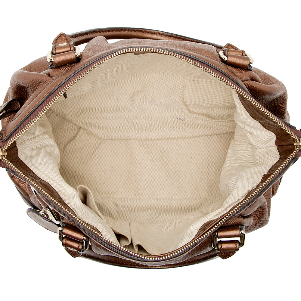Gucci Metallic Leather Sukey Satchel (SHF-21788)