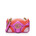 Gucci Metallic Matelasse Leather GG Marmont Mini Shoulder Bag (SHF-22837)