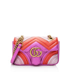 Gucci Metallic Matelasse Leather GG Marmont Mini Shoulder Bag (SHF-22837)
