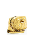 Gucci Metallic Matelasse Leather Pearl GG Marmont Small Camera Bag
