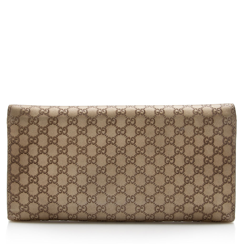 Gucci Metallic Microguccissima Interlocking G Continental Tri-Fold Wallet (SHF-22685)