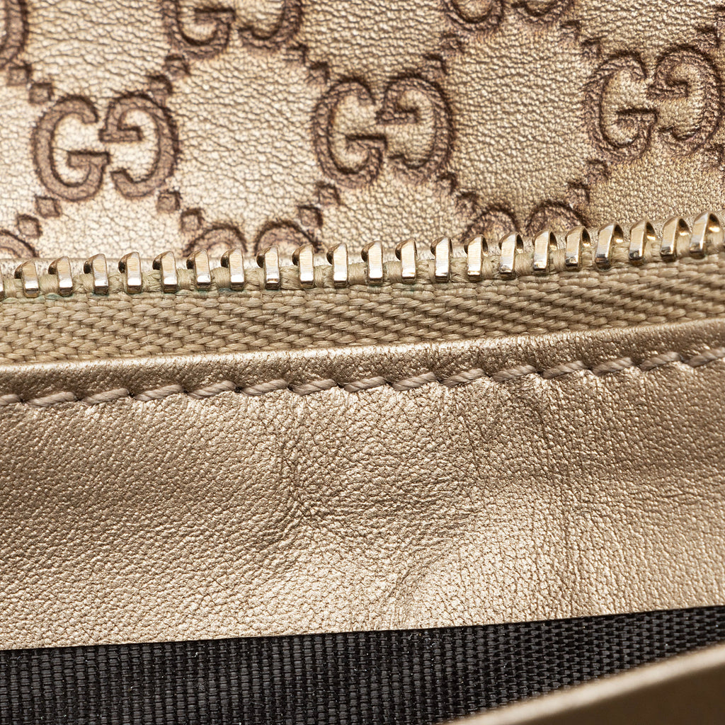 Gucci Metallic Microguccissima Interlocking G Continental Tri-Fold Wallet (SHF-22685)