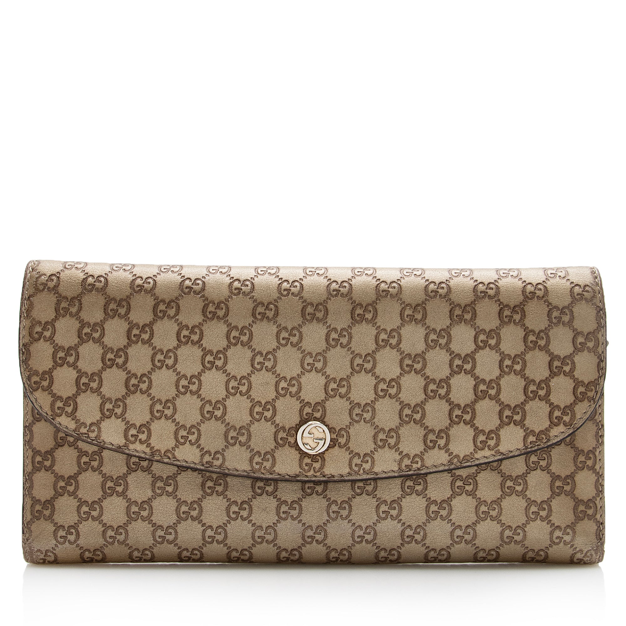 Gucci Metallic Microguccissima Interlocking G Continental Tri-Fold Wallet (SHF-22685)