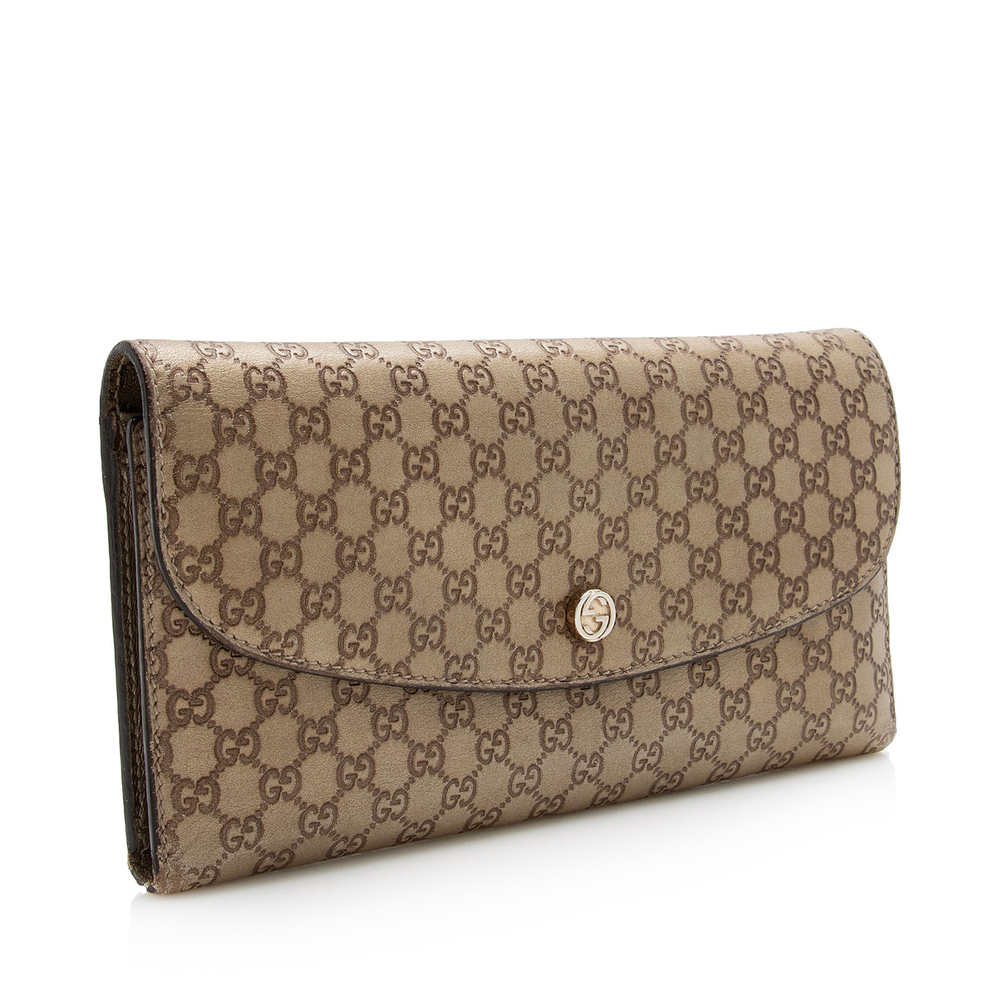 Gucci Metallic Microguccissima Interlocking G Continental Tri-Fold Wallet (SHF-22685)