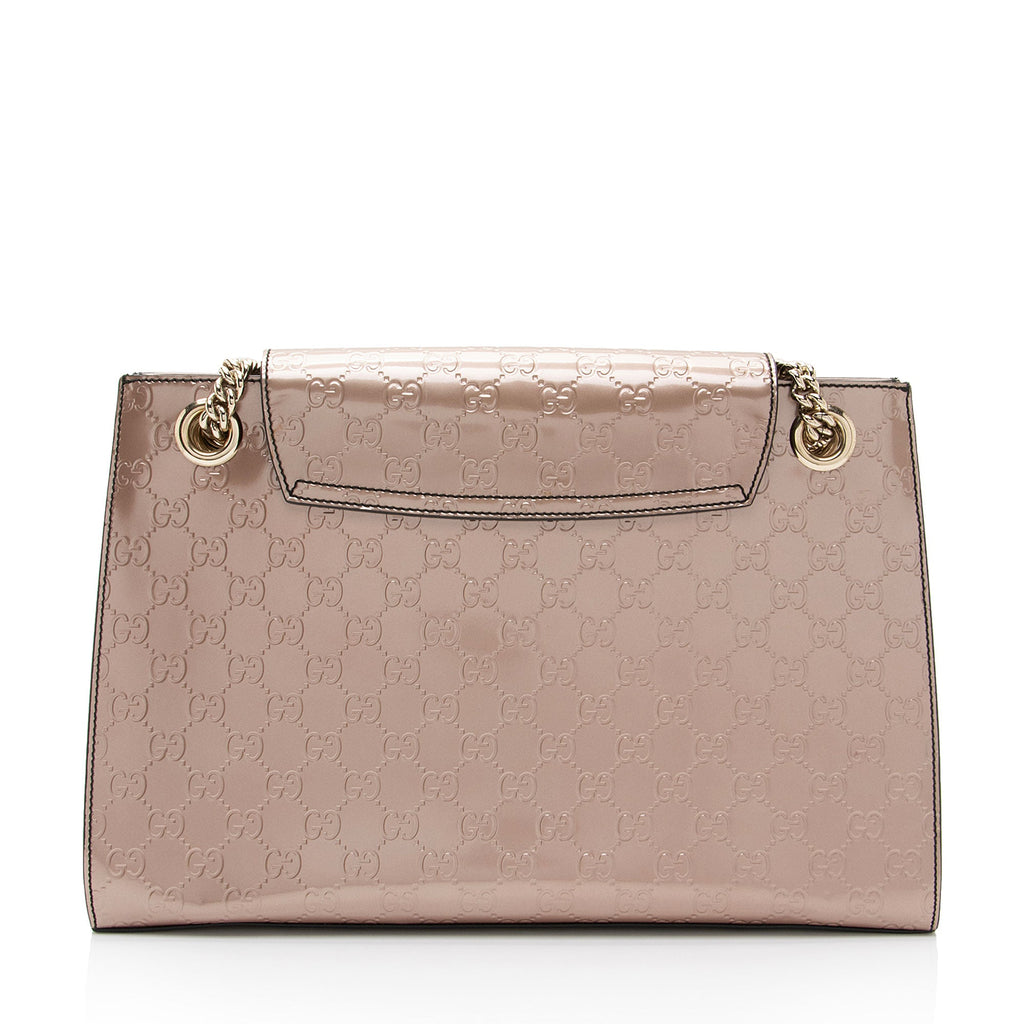 Gucci Metallic Patent Guccissima Leather Emily Large Shoulder Bag (SHF-v4gshd)