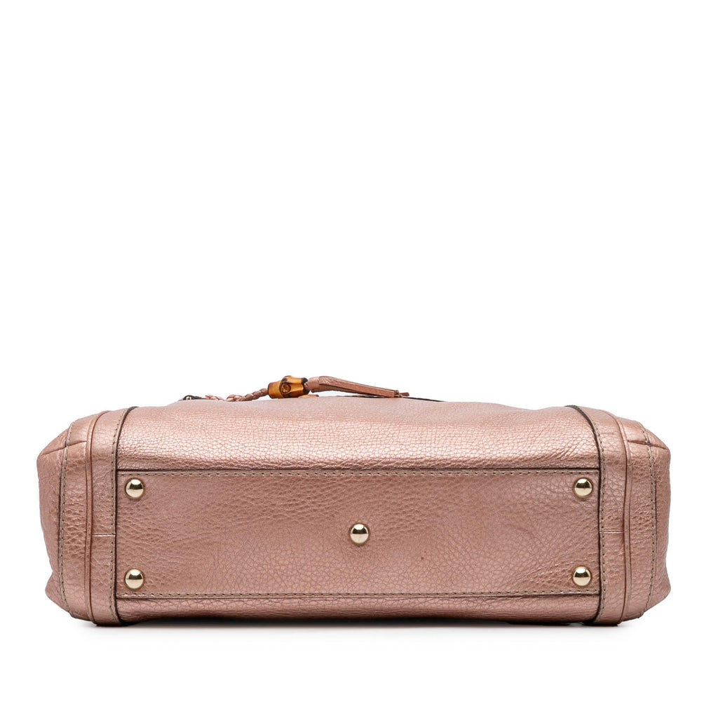 Gucci Metallic Pebbled Calfskin Bella Satchel