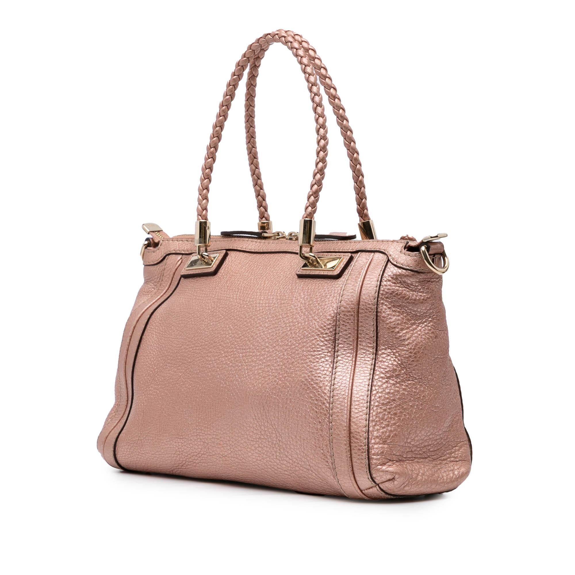 Gucci Metallic Pebbled Calfskin Bella Satchel