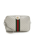 Gucci Metallic Quilted Leather Web Trapuntata Small Shoulder Bag (SHF-22451)