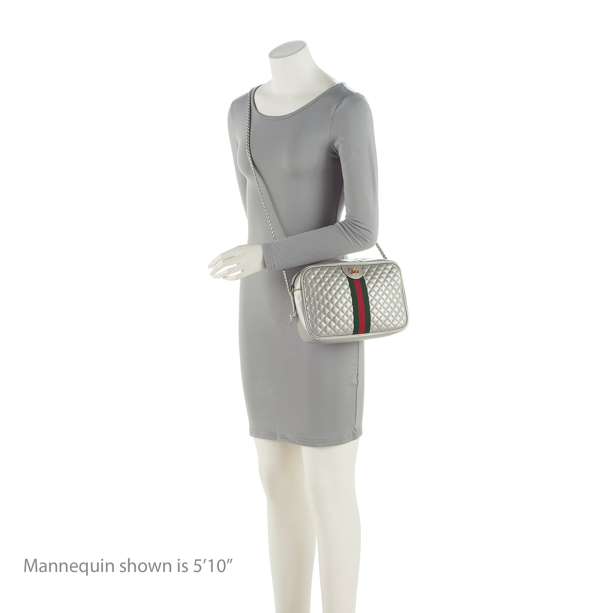 Gucci Metallic Quilted Leather Web Trapuntata Small Shoulder Bag (SHF-22451)