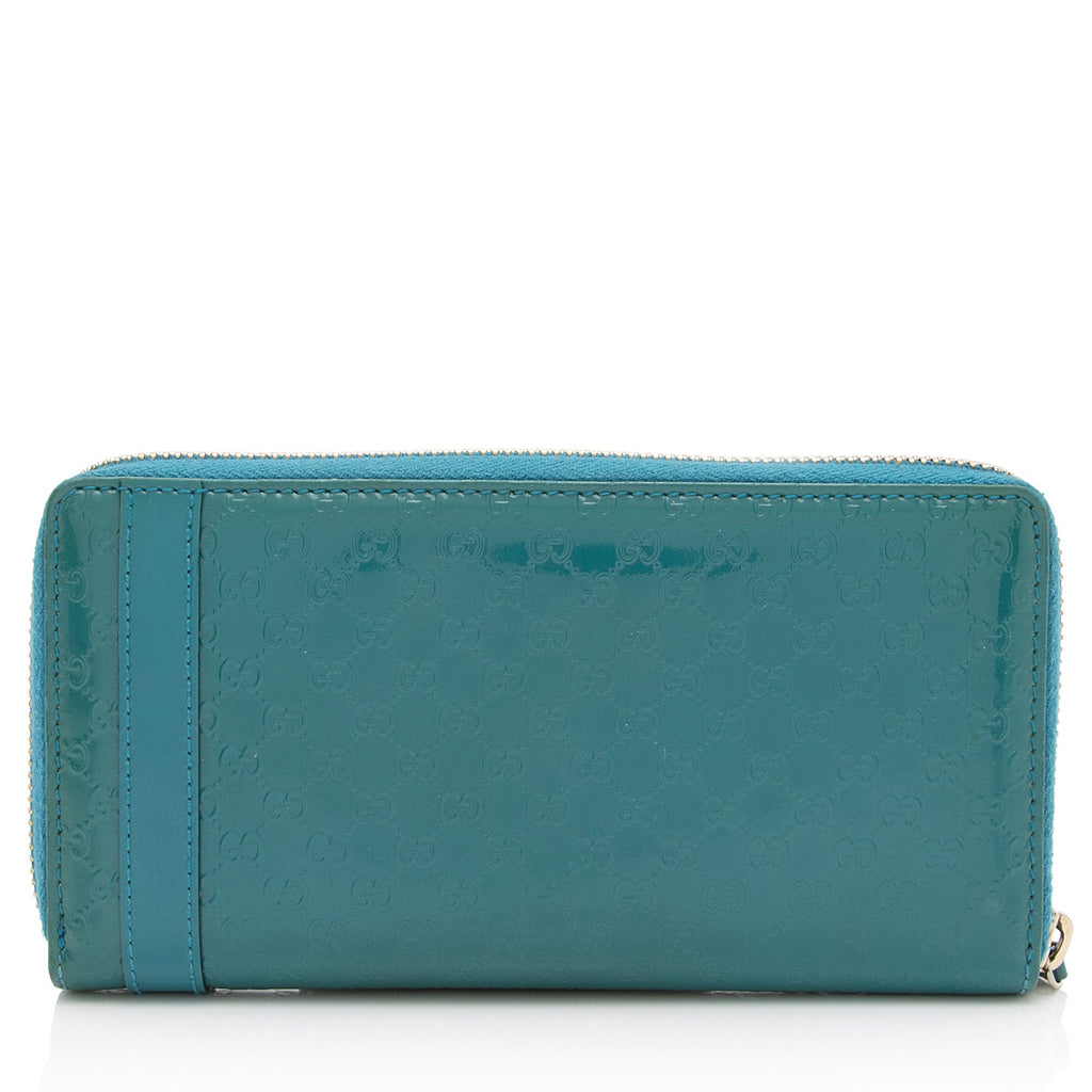 Gucci Patent Microguccissima Leather Nice Zip Around Wallet (SHF-as5XBr)