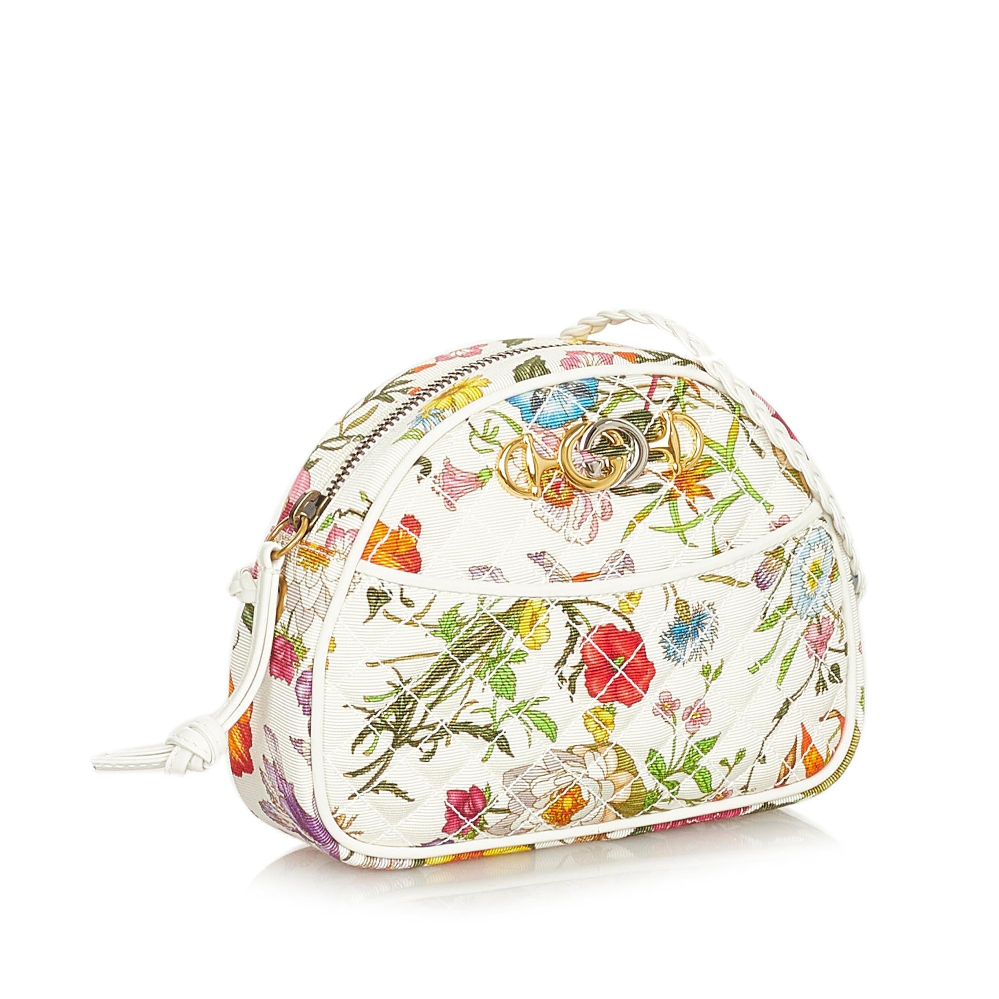Gucci Mini Flora Trapuntata Canvas Crossbody Bag (SHG-26234)