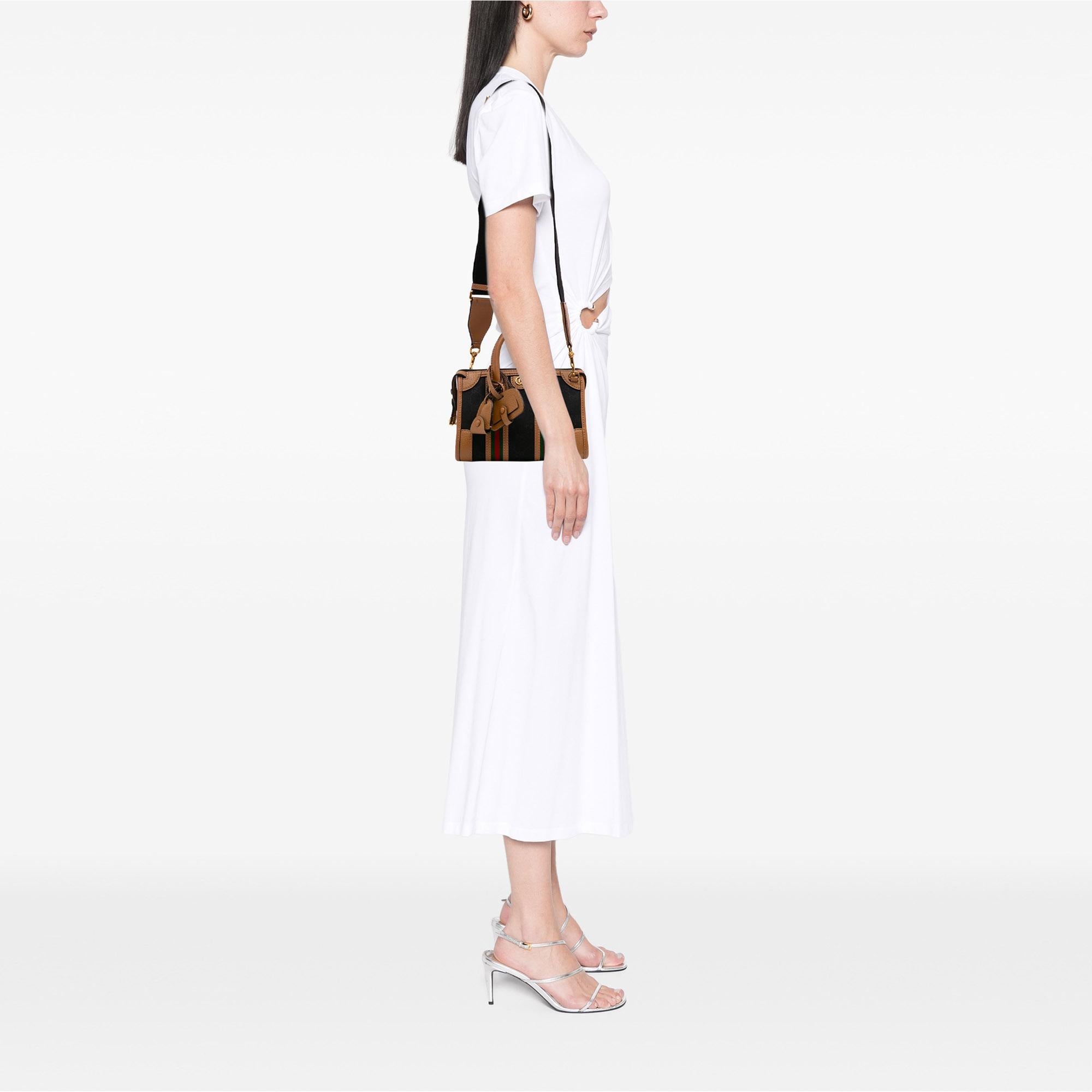 Gucci Mini GG Canvas Web Bauletto Top Handle Bag
