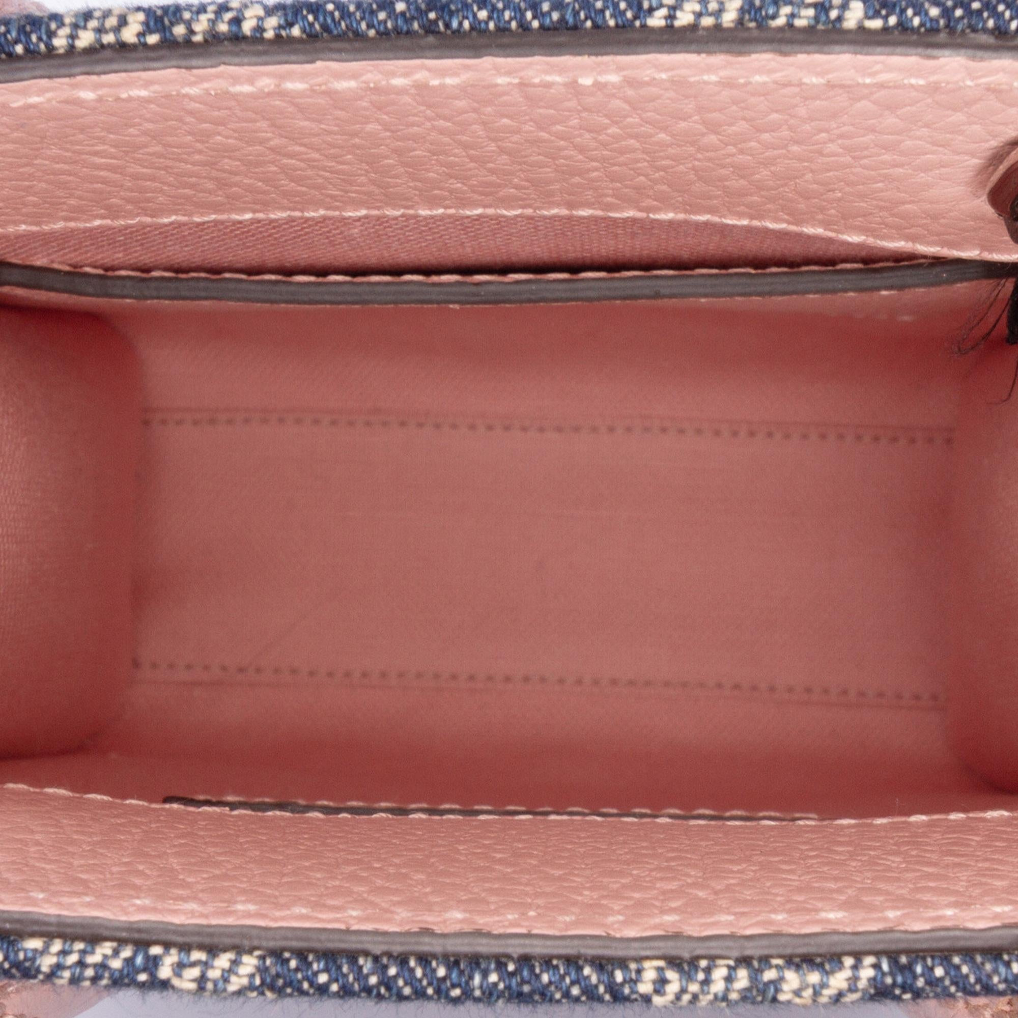 Gucci Mini GG Denim Interlocking G Flowers Tote