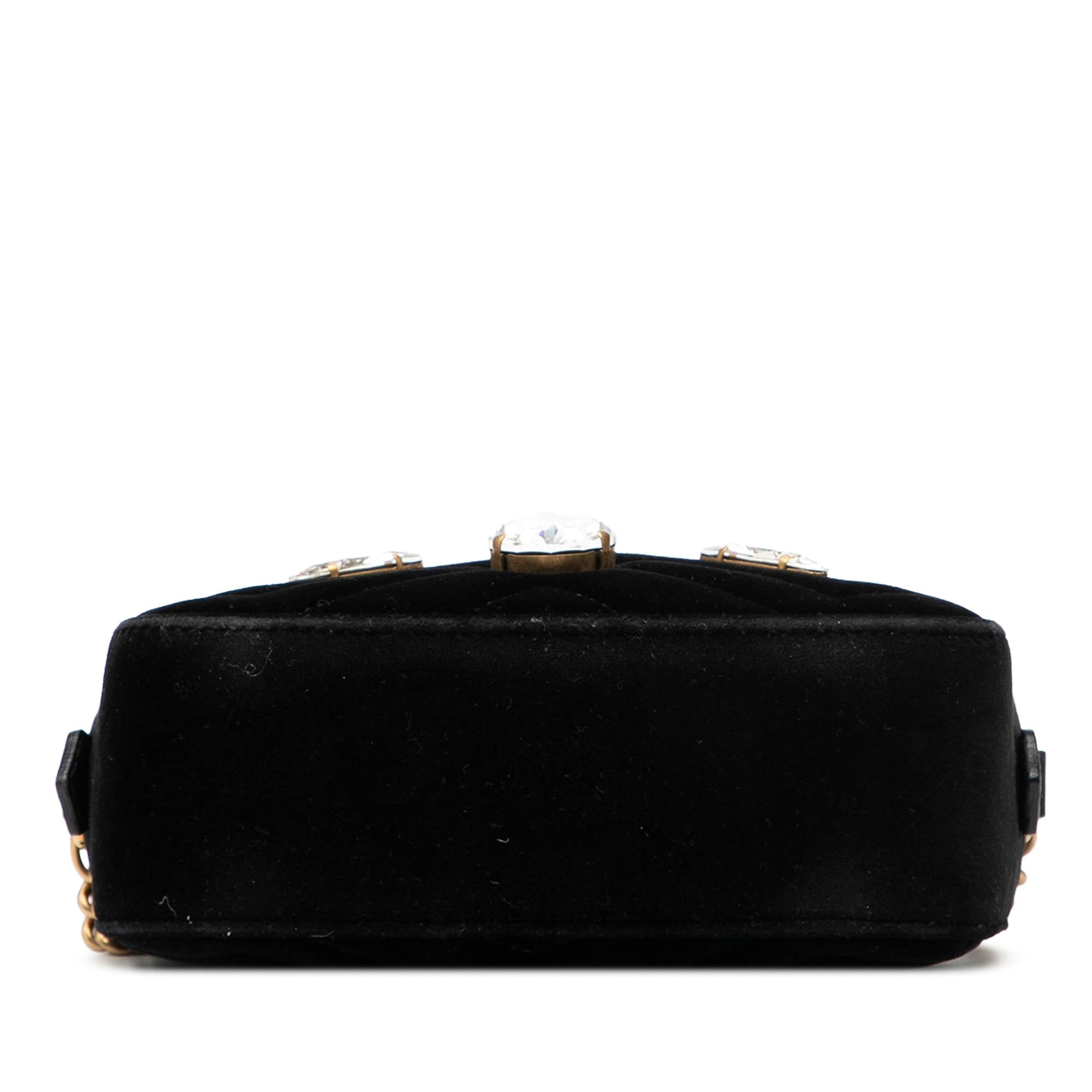 Gucci Mini GG Marmont Crystal Embellished Matelasse Velvet Crossbody