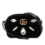 Gucci Mini GG Marmont Crystal Embellished Matelasse Velvet Crossbody