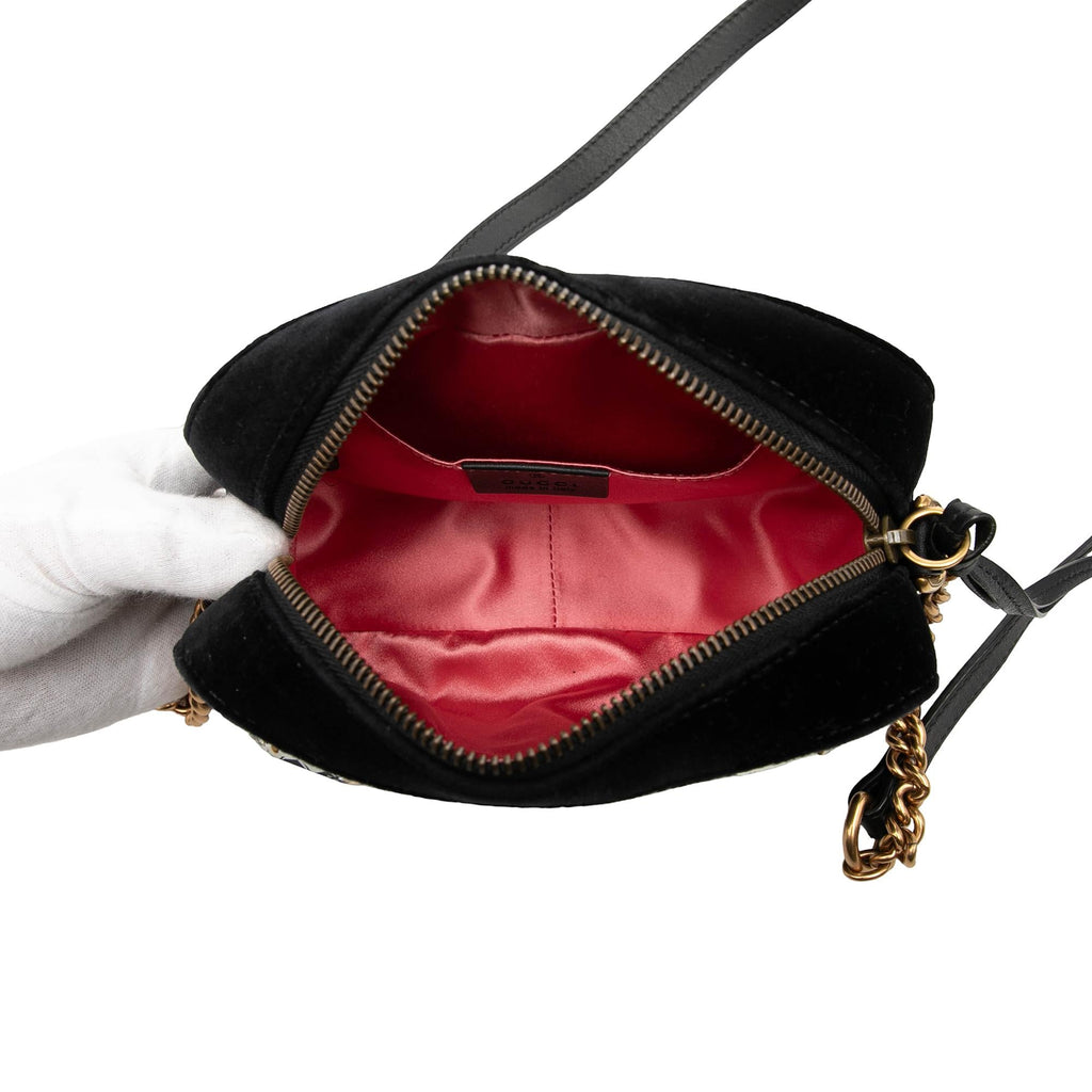 Gucci Mini GG Marmont Crystal Embellished Matelasse Velvet Crossbody