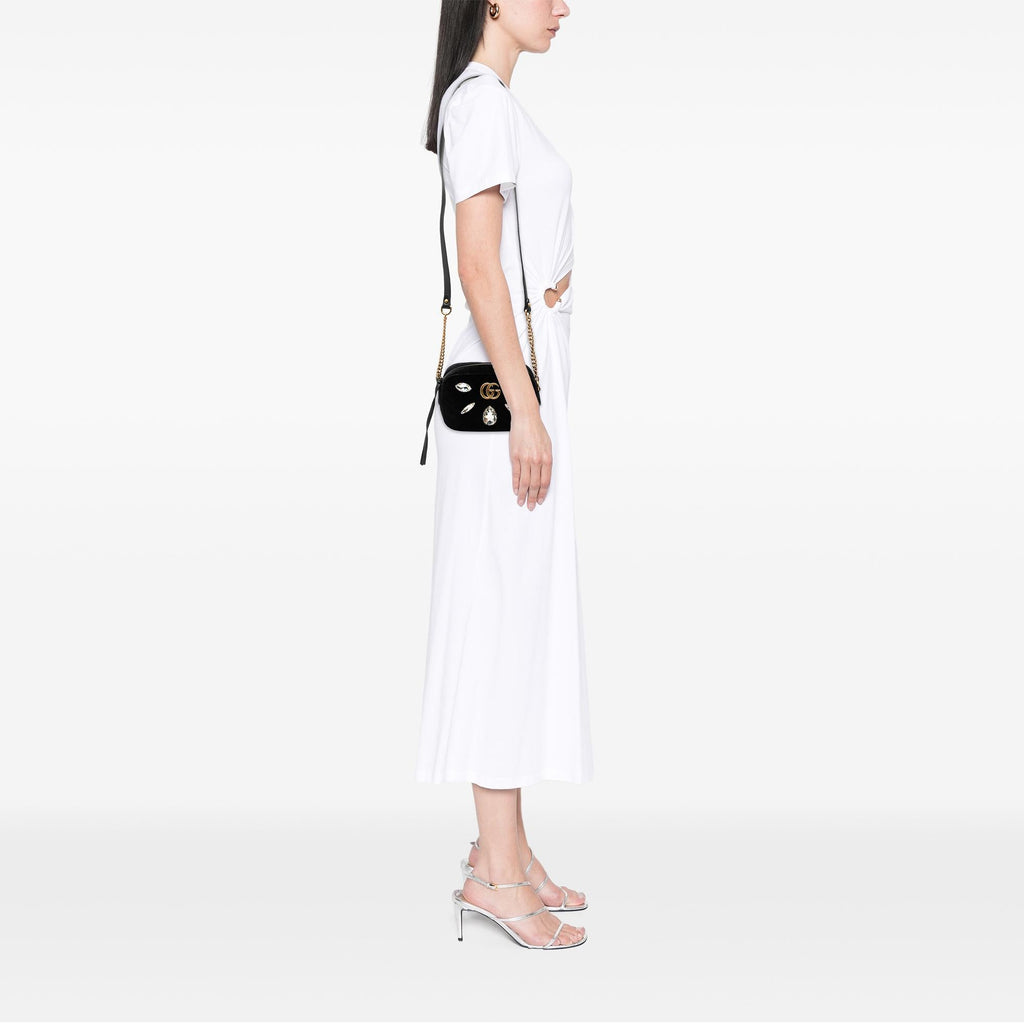 Gucci Mini GG Marmont Crystal Embellished Matelasse Velvet Crossbody