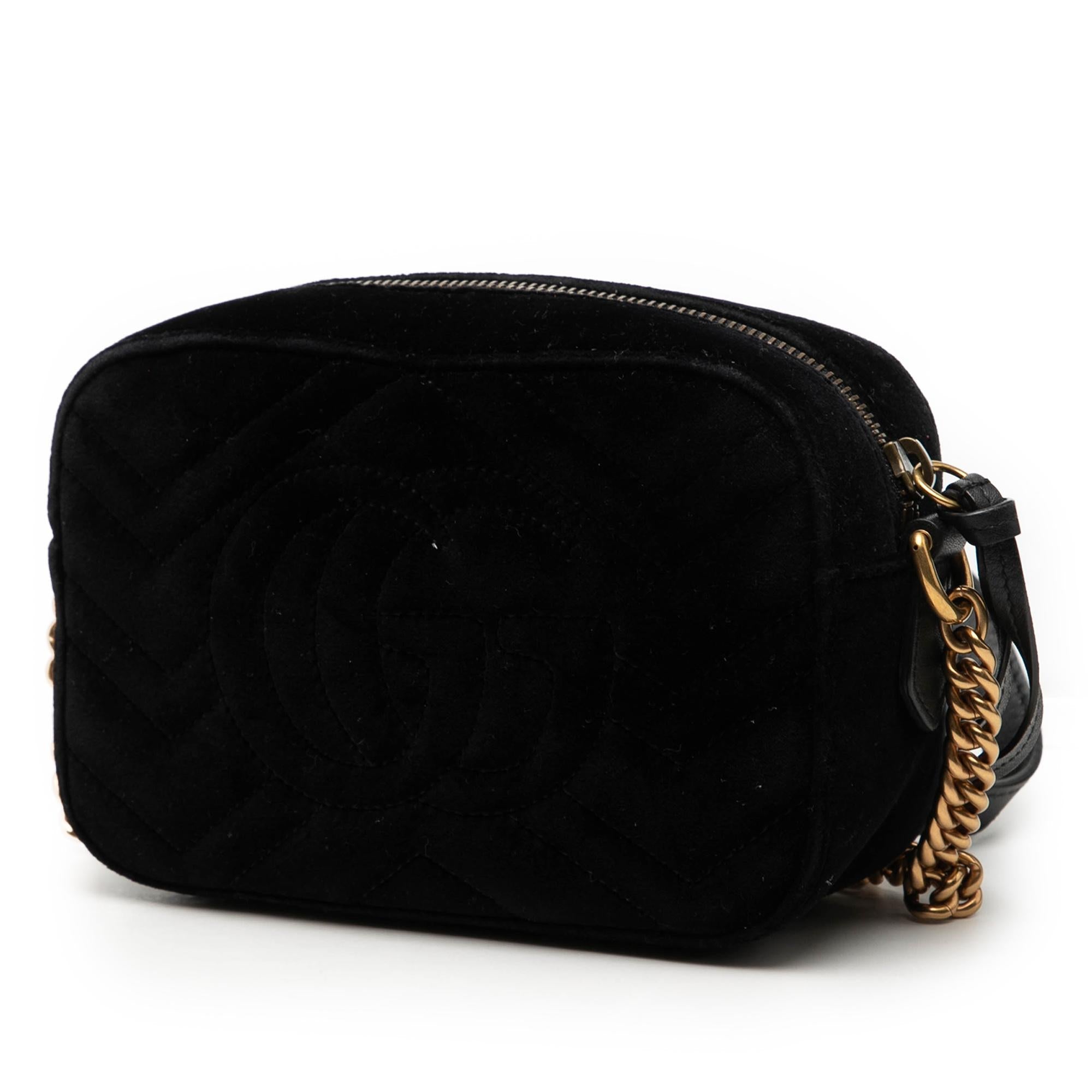 Gucci Mini GG Marmont Crystal Embellished Matelasse Velvet Crossbody