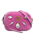 Gucci Mini GG Marmont Crystal Embellished Velvet Crossbody (SHG-A5av44)